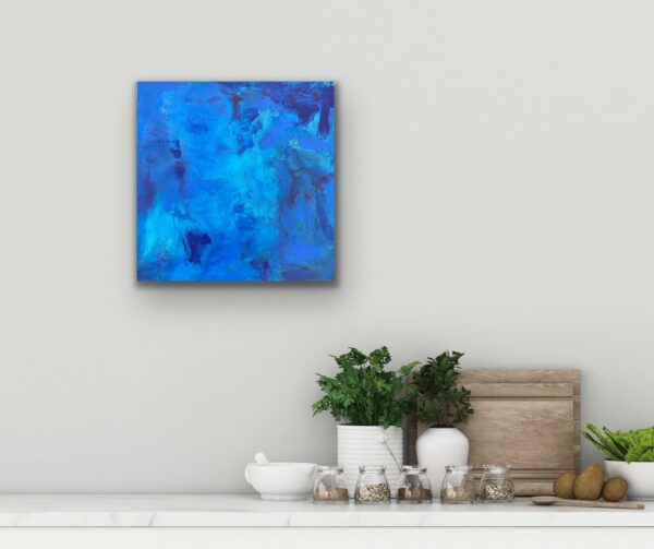 bright blue monochromatic abstract acrylic painting