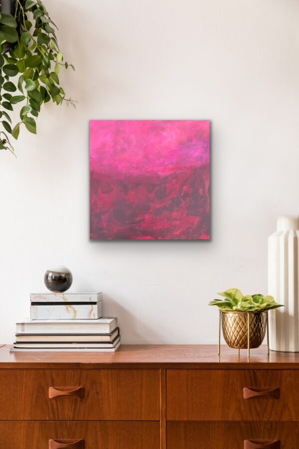 abstract acrylic crimson pink landscape